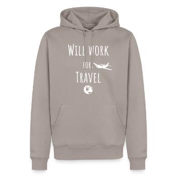 Work Travel - Männer Premium Bio Hoodie - Taupe - Vorne - Nico (187cm)