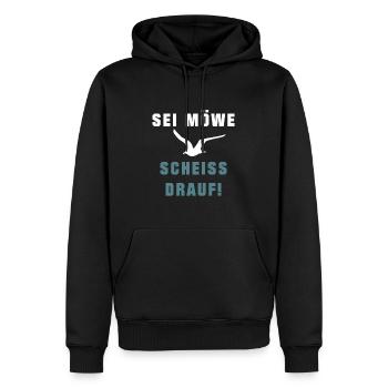 Soyez mouette, merde dessus! Idée de dire ou de cadeau - Sweat à capuche Premium bio Homme - noir - Devant - Nico (187cm)