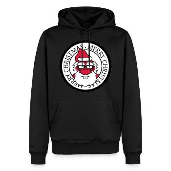 santa claus round circle stamp nikolaus weihnac - Men’s Premium Organic Hoodie - black - Front - Nico (187cm)
