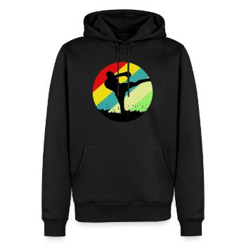 Kickboxing arts martiaux - Sweat à capuche Premium bio Homme - noir - Devant - Nico (187cm)
