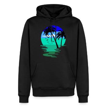 Plage plage natation vacances île palmes Hawaï - Sweat à capuche Premium bio Homme - noir - Devant - Nico (187cm)