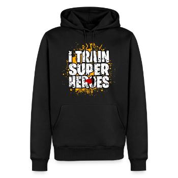 Super-héros - Sweat à capuche Premium bio Homme - noir - Devant - Nico (187cm)