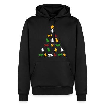 Katze Katzen Weihnachten Geschenk Baum lustig Tier - Männer Premium Bio Hoodie - Schwarz - Vorne - Nico (187cm)