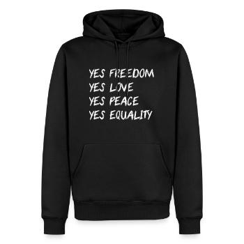Yes! - Männer Premium Bio Hoodie - Schwarz - Vorne - Nico (187cm)