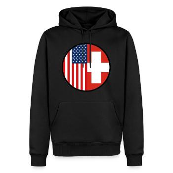 Suisse Usa Drapeau Nation Cadeau - Sweat à capuche Premium bio Homme - noir - Devant - Nico (187cm)