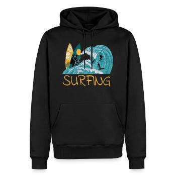 Surfen Wellenreiten - Männer Premium Bio Hoodie - Schwarz - Vorne - Nico (187cm)