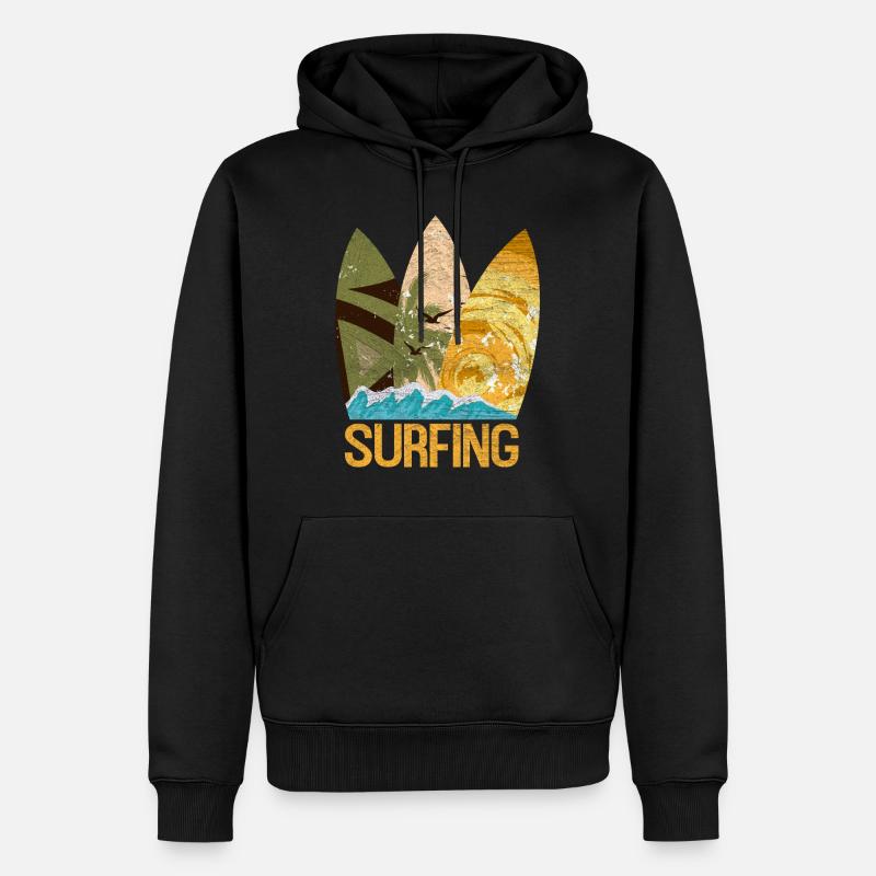 planche de surf - Sweat à capuche Premium bio Homme - noir