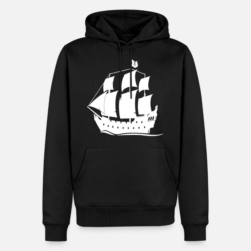 Bateau pirate blanc - Sweat à capuche Premium bio Homme - noir