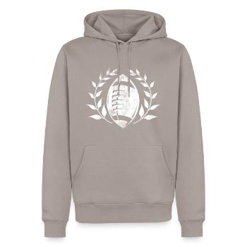Football - Männer Premium Bio Hoodie - Taupe - Vorne - Nico (187cm)