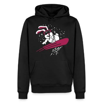 Schneehase - Ski - Snowboard - Wintersport 2C - Männer Premium Bio Hoodie - Schwarz - Vorne - Nico (187cm)