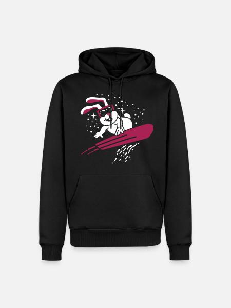 Śnieg Bunny - Narty - Snowboard - Sporty zimowe 2C - Ekologiczna męska bluza z kapturem Premium - czarny