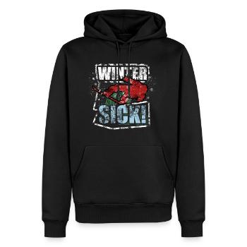 Chemise d'hiver malade. Les sports d'hiver. snowboard - Sweat à capuche Premium bio Homme - noir - Devant - Nico (187cm)