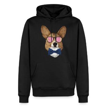 Corgi Hipster - Männer Premium Bio Hoodie - Schwarz - Vorne - Nico (187cm)