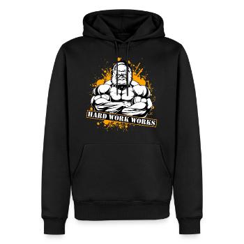 Fitness - Sweat à capuche Premium bio Homme - noir - Devant - Nico (187cm)