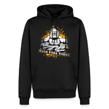 Fitness - Sweat à capuche Premium bio Homme - noir - Devant - Nico (187cm)