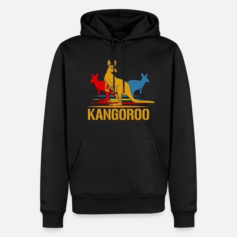 Kangaroo - Männer Premium Bio Hoodie - Schwarz