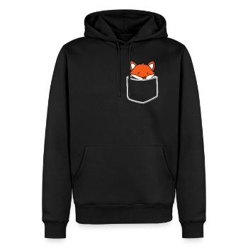 Fox Pocket - sac, renard, cadeau - Sweat à capuche Premium bio Homme - noir - Devant - Nico (187cm)