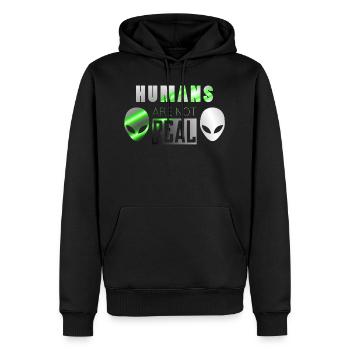 Les gens réels | Idée cadeau de vaisseau spatial Alien Ufo - Sweat à capuche Premium bio Homme - noir - Devant - Nico (187cm)