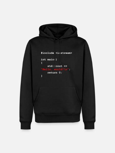 Programme du développeur Hello World C ++ - Sweat à capuche Premium bio Homme - noir