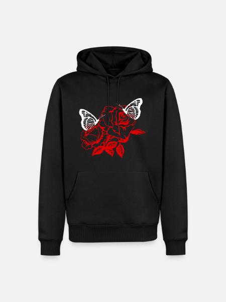 Papillon rose papillon rose - Sweat à capuche Premium bio Homme - noir