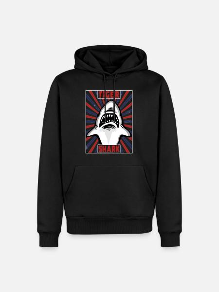 Requin tigre Requin marin - Sweat à capuche Premium bio Homme - noir
