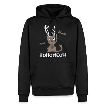 HohoMeow - Chat de Noël Idée cadeau Christmas - Sweat à capuche Premium bio Homme - noir - Devant - Nico (187cm)
