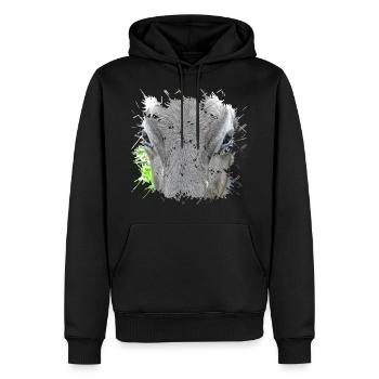 Animal gris avec 4 lettres - Sweat à capuche Premium bio Homme - noir - Devant - Nico (187cm)