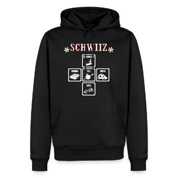 schwiiz schweiz - Männer Premium Bio Hoodie - Schwarz - Vorne - Nico (187cm)