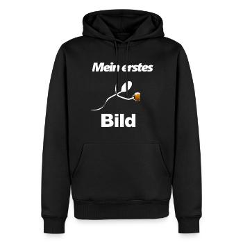 Ma première image de sperme avec une bière - Sweat à capuche Premium bio Homme - noir - Devant - Nico (187cm)