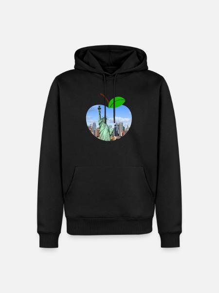 Apfel New York Freiheitsstatue - Männer Premium Bio Hoodie - Schwarz
