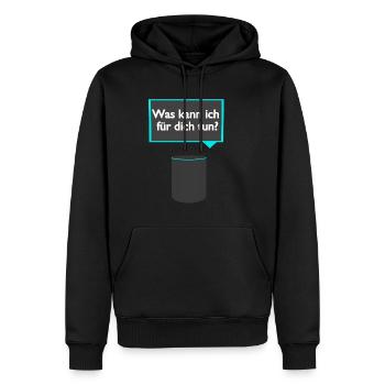 Echo (Was kann ich für dich tun?) - Männer Premium Bio Hoodie - Schwarz - Vorne - Nico (187cm)