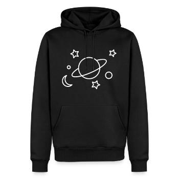 Planète Lune étoiles cadeau astronomie espace - Sweat à capuche Premium bio Homme - noir - Devant - Nico (187cm)