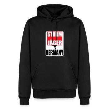 Sturmjäger Germany, Storm Chaser , Orkan shirt - Männer Premium Bio Hoodie - Schwarz - Vorne - Nico (187cm)