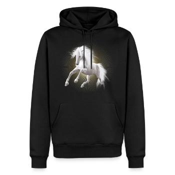 Pferd , weisses Pferd , Schimmel - Männer Premium Bio Hoodie - Schwarz - Vorne - Nico (187cm)