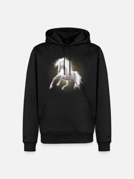 Horse, white horse, white horse - Men’s Premium Organic Hoodie - black