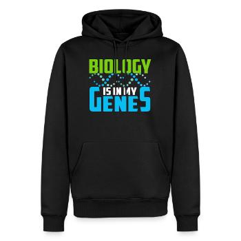 biology - Men’s Premium Organic Hoodie - black - Front - Nico (187cm)