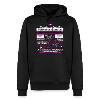 Geschenk Krankenschwester EKG Herzschlag pfleger - Männer Premium Bio Hoodie - Schwarz - Vorne - Nico (187cm)
