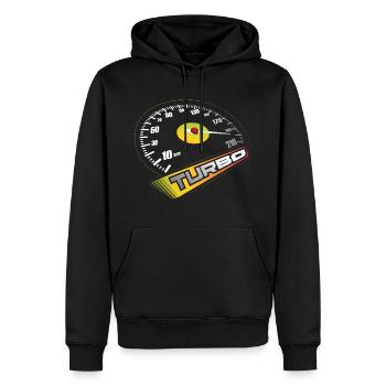 Tacho Turbo - Männer Premium Bio Hoodie - Schwarz - Vorne - Nico (187cm)