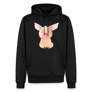 Porc-cochon porcelets cochon porcelets Assis 3 - Sweat à capuche Premium bio Homme - noir - Devant - Nico (187cm)