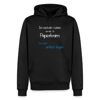 Énonciation drôle - Sweat à capuche Premium bio Homme - noir - Devant - Nico (187cm)