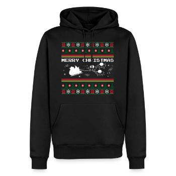 Ufo Noël laid - Sweat à capuche Premium bio Homme - noir - Devant - Nico (187cm)