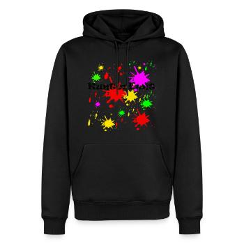 Kunterbunte Farbkleckse,malerei - Männer Premium Bio Hoodie - Schwarz - Vorne - Nico (187cm)