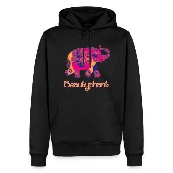 Elefant Mandala Zeichnung schön bunt - Männer Premium Bio Hoodie - Schwarz - Vorne - Nico (187cm)