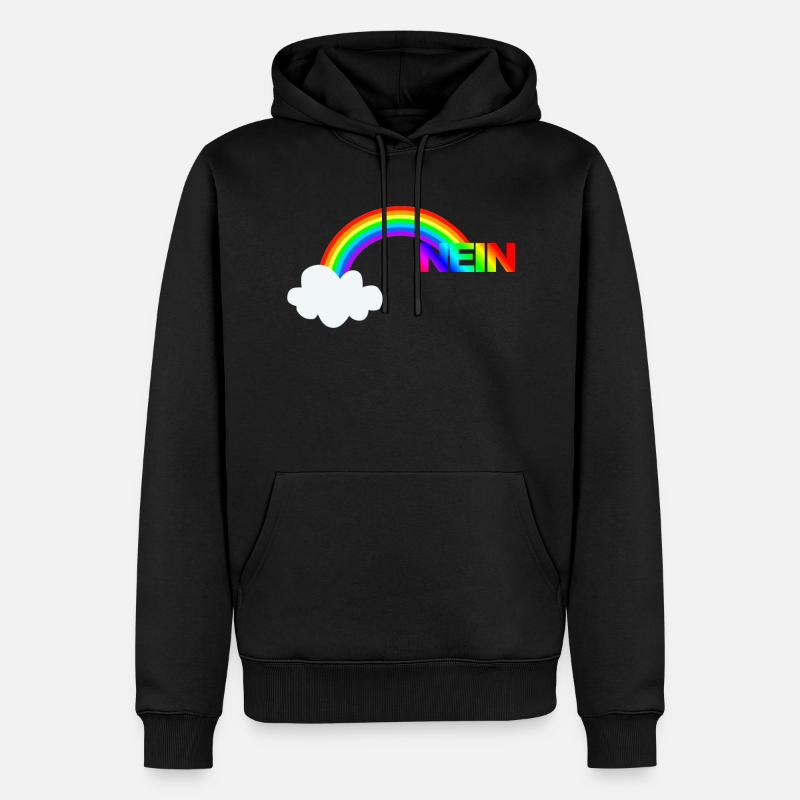 Image drôle d'arc-en-ciel non - Sweat à capuche Premium bio Homme - noir