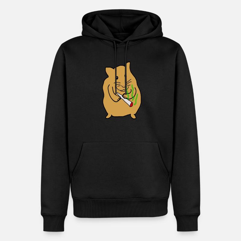 Kiffender Hamster - Männer Premium Bio Hoodie - Schwarz