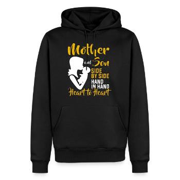 Maman mère amour fils - Sweat à capuche Premium bio Homme - noir - Devant - Nico (187cm)