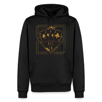 Ass Poker Casino Spielkarten Geschenk All In - Männer Premium Bio Hoodie - Schwarz - Vorne - Nico (187cm)