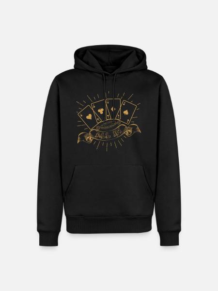Poker All In - Männer Premium Bio Hoodie - Schwarz