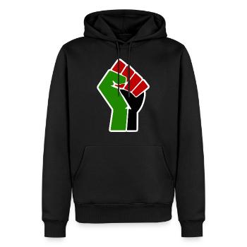 Poing Palestina - Sweat à capuche Premium bio Homme - noir - Devant - Nico (187cm)