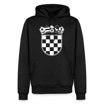Croatie Armoiries Hrvatska Zagreb Balkans Origine - Sweat à capuche Premium bio Homme - noir - Devant - Nico (187cm)